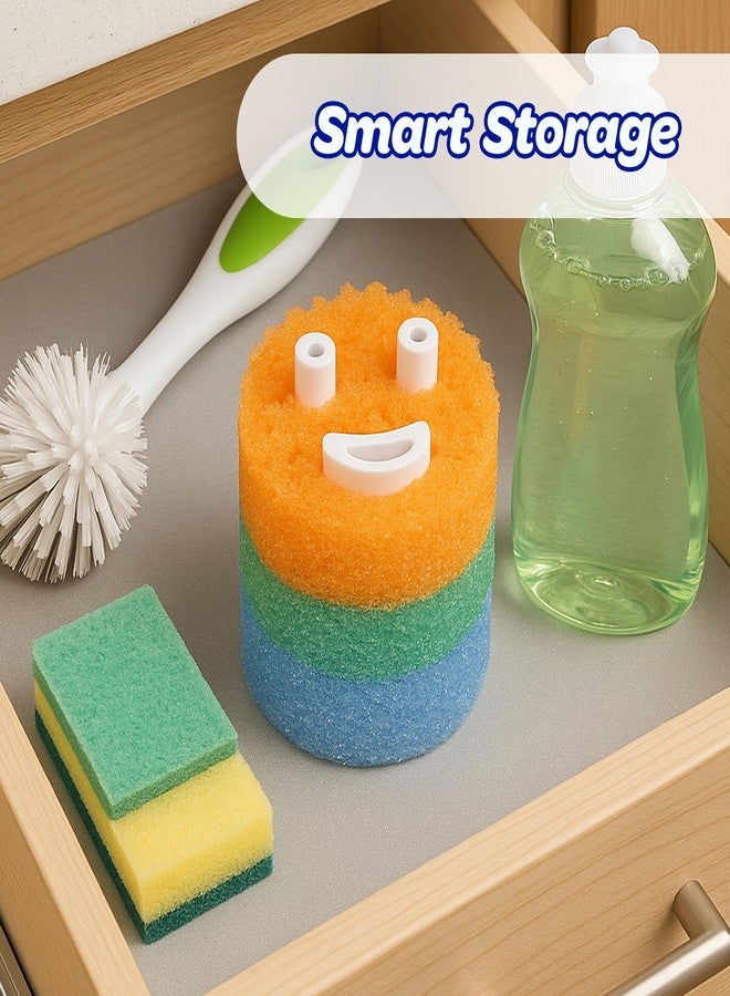 Gevoli Sponge Holder for Smiley Sponges with Suction Base, Countertop/Under Kitchen Sink Organizer (Holds 3 Daddy or Mommy Scrubber Sponges) White - Image 5